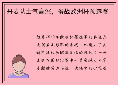 丹麦队士气高涨，备战欧洲杯预选赛